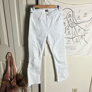 Citizens of Humanity White Distressed Crossed Ankle Jeans Size 26